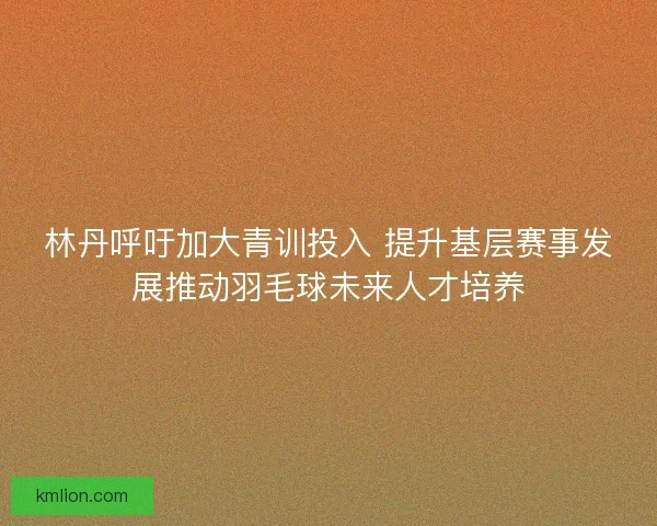 林丹呼吁加大青训投入 提升基层赛事发展推动羽毛球未来人才培养